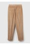 Women's Brown Velvet Trousers with Elastic Waist - 4