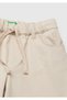 Boy's Beige Drawstring Waist Drawstring Logo Embroidered Short Shorts - 3