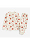 Elmas Kids Girl's 100% Cotton Strawberry Patterned Long Sleeve Pajama Set