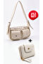 Women's Leather Multi-Pocket Baguette Shoulder Bag and Multi-Compartment Mini Wallet