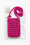Hand-knitted pink phone and accessory shoulder bag - 3