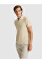 Beige Slim Fit Knitted Textured Lapel Collar T-Shirt 50310162-Vr011 - 3