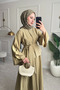 Ensade Polyester Fabric Spanish Sleeve Blouse & Elastic Waist Skirt Hijab Green Set - 7