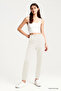 Ecru High Waist Jogger Comfortable Form Cuffed Women's Tracksuit Bottom - 94561 - 3