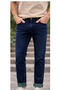 Men's Slim Fit Navy Blue Jeans – Folded Hem, Natural Wash