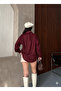 Women's Oversize Suede Plus Size Long Sleeve Buttoned Single Pocket Shirt 4962 - 8