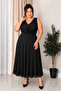 Plus Size Chest Lace Draped Collar Evening Dress Black - 3