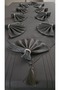 Colber Stripe Detailed Tablecloth Smoke 18 Pieces for 8 People - Table 160X180...160X350 - 2