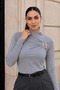 Women's Blouse with Gold Buckle Detail, Gathered, Long Sleeves, Sandy Fabric, Lycra, Elegant Blouse - 4
