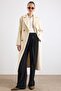 Double-Breasted Waist-Tied Mid-Length Coat Ekru 3754-Y