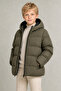 Boy's Khaki Fleece Hooded Waterproof Wind Resistant Pocket Puffer Winter Coat - 3