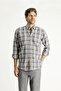 Long Sleeve Regular Fit Plaid Sports Cotton Shirt