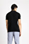 Slim Fit Slim Cut Cotton Polo Collar T-Shirt - 4