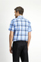 Short Sleeve Regular Fit Plaid Sports Button Collar Cotton Shirt - 4