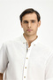 Short Sleeve Regular Fit Button Collar Linen Look Cotton Sports Shirt - 5