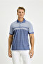 Regular Fit Patterned Lycra Polo Neck T-Shirt