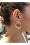 Vanthe Claw Hoop Gold Stone Hoop Earrings-Silver