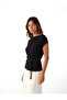 Slim Fit Asymmetrical Drape Collar Sleeveless Crepe Blouse with Metal Accessories and Belt - 2