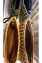 Handmade Straw Bag with Leather Lining Front and Back Beaded Clutch Bag Brown (30X20Cm) - 4