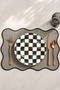 Wavy Edge American Placemat - 4 Pieces - Dark Mink - Black Edge Embroidery