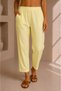 Women's Yellow Zero Sleeve Blouse Elastic Waist Pants Linen Bottom Top Set - 6