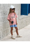 Girl's Pink Stitch Printed Cotton T-Shirt - 2