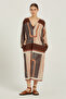 Multicolor Patterned Long Dress with Side Slits