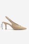 Women's Stiletto Pointed Toe Open Back Elastic Short Buckle Classic Heeled Shoes Agira Beige Suede - 8