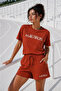 Women's Cotton Sporty&Rich Marathon Short Sleeve Oversize T-Shirt and Shorts Bottom Top Set Two-Piece Set - 2