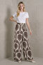 Women's Brown Shawl Patterned Wide-Letted Viscose Pants Yy101396