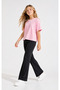 Girls Ribbed Double Set High Waist Spanish Flared Pants Blouse T-Shirt Double Set 4-12 Years - 6