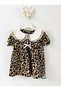 Baby Girl Leopard Print Scalloped Collar Short-Sleeved Dress - 2