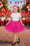 Girl's Fuchsia Tulle Skirt Fluffy Model Elastic Waist 3-14 Years - 2