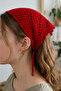 Red Bohemian Knitted Crochet Cotton Hair Bandana - 2