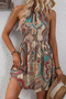 New Season Women's Off-The-Shoulder Halter Neck Patterned Mini Single Jersey Dress - 2