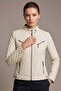 White Roman Quilted Zipper Detailed Women's Genuine Leather Coat