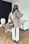 Women's Windbreaker Detailed Belted Short Beige Trench Coat - 4