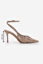 Women's Stiletto Ankle Strap Lace Embroidered Mesh Classic Heeled Shoes Limez Mink - 8
