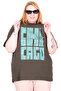 Mode XL Real Big Size Women's T-Shirt Bis Collar Chicago U26116 Haki - 4