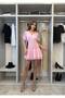 Women's Pink Skirt Flared V-Neck Dress