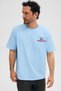Giganest men's 100% organic cotton print detailed round neck blue t-shirt - 2