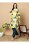 Yellow & Blue Muslin Printed Kurta with Patiyala Set - PMM12939