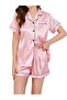Light Pink Striped Piping Shirt and Shorts Set