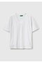 Woman's white 100% cotton classic v-neck t-shirt