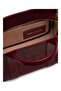 Women's Detachable Strap Zippered Leather Burgundy Shoulder Bag - 4