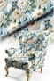 Blue Rose Patterned Cotton Lined Thick Rashel Upholstery Fabric 140cm Width - 5