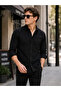 Regular Fit Premium Men's Twill Black Long Sleeve Shirt Lyocell Cotton Blend - 4