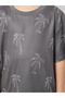Boys Palm Tree Emrboidered Dropped Shoulder Relaxed Fit T-Shirt - 3