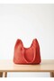 Women's Orange Textured Snap Fastener Shoulder Bag - with Internal Compartment (32X42 cm) - 2