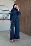 Zafira Belt Detailed Suit Navy Blue - 3